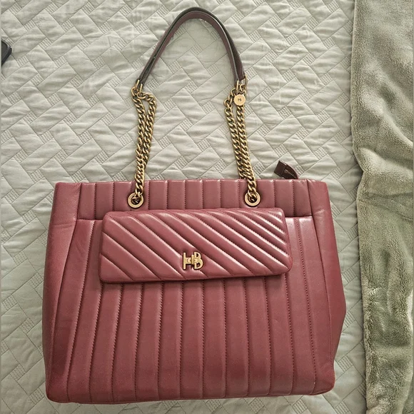 Henri Bendel Burgundy Purple Zip Tote Bag
